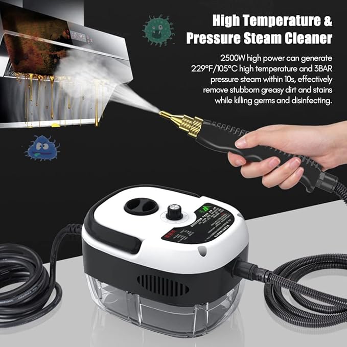 2500W High Pressure Steam Cleaners, Portable Steam Cleaner Handheld 6 Speeds for Home Kitchen