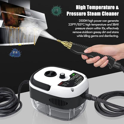 2500W High Pressure Steam Cleaners, Portable Steam Cleaner Handheld 6 Speeds for Home Kitchen
