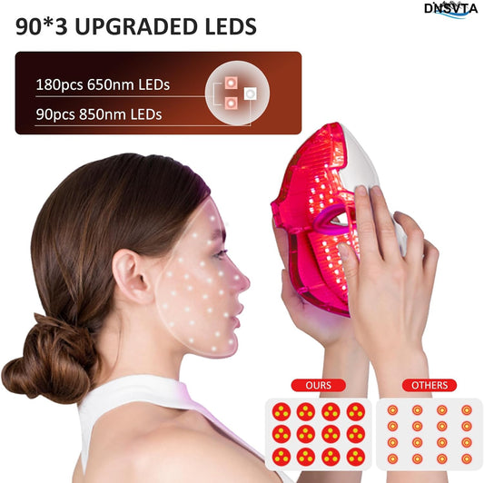 Red Light Therapy Mask for Face, 7 Colors LED Red Blue Light Therapy Mask Cordless Rechargeable Portable Facial Skin Care Beauty Masks at Home Travel